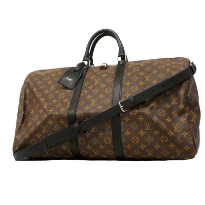 Louis Vuitton Boston Bag Monogram Macassar Keepall Bandouliere 55 Brown Black
