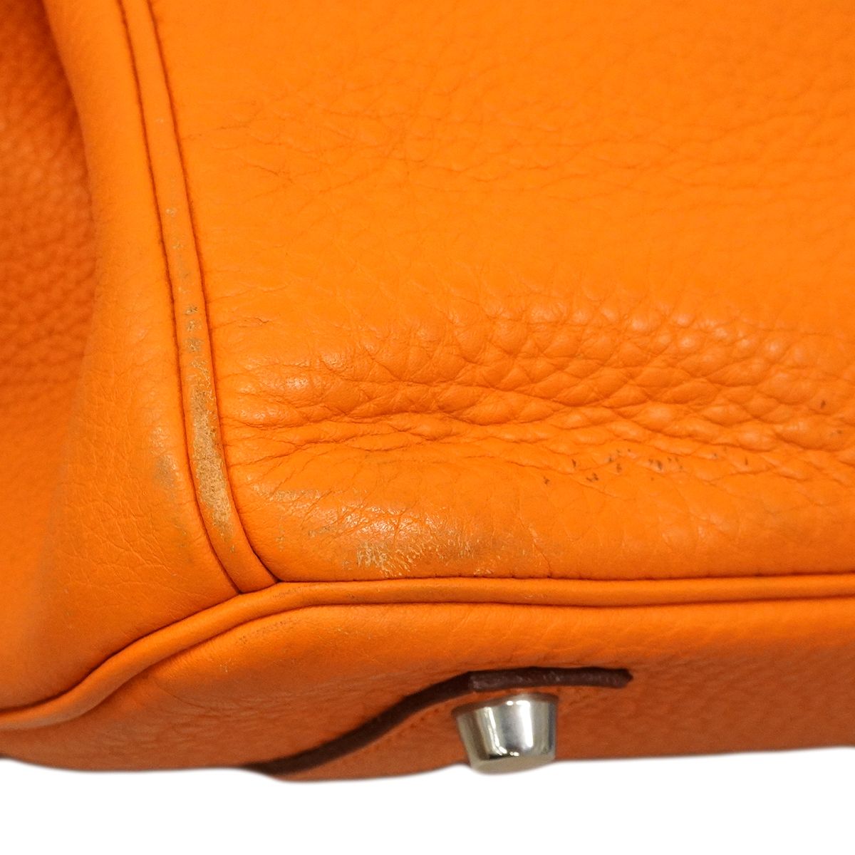 Hermes Handbag Birkin 35 Taurillon Clemence Orange Silver — view 6