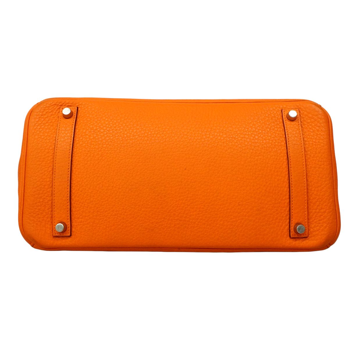 Hermes Handbag Birkin 35 Taurillon Clemence Orange Silver — view 3