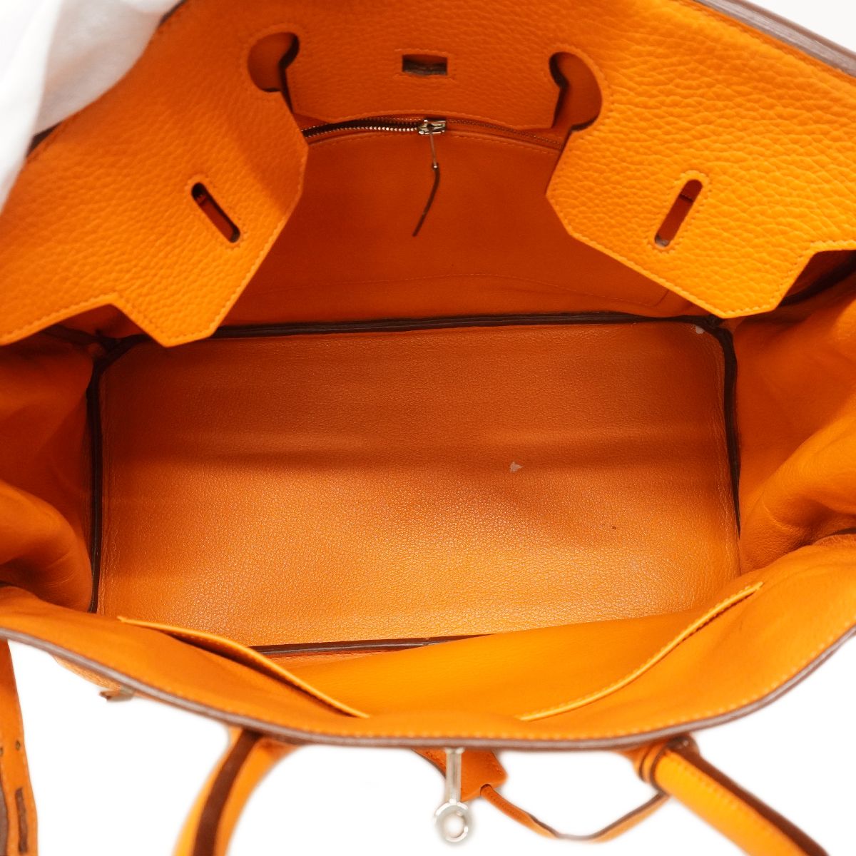 Hermes Handbag Birkin 35 Taurillon Clemence Orange Silver — view 4