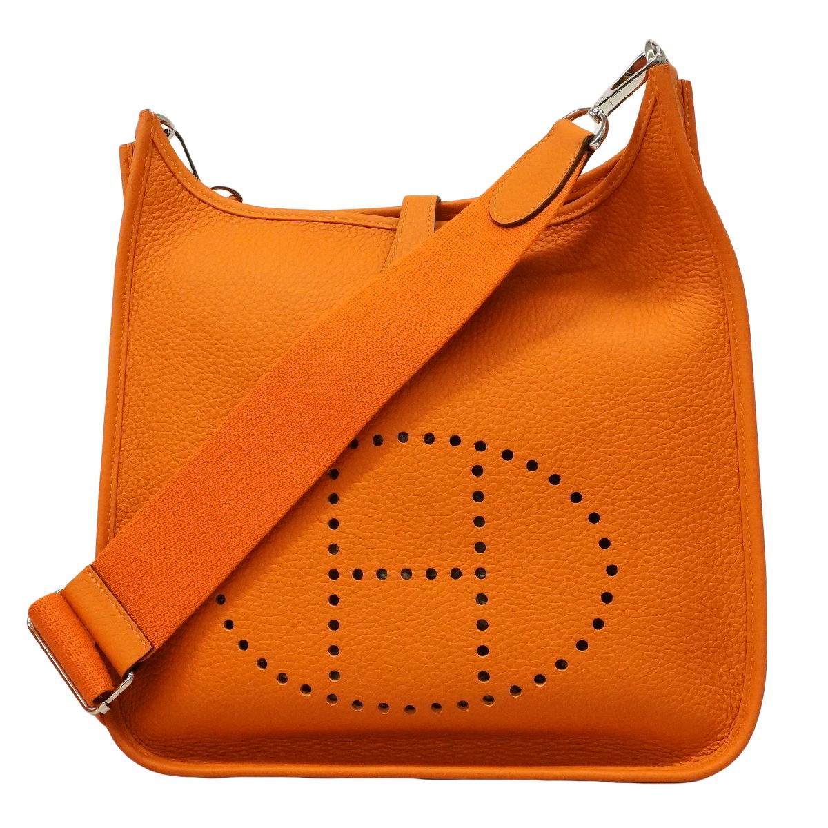 Hermes Shoulder Bag Evelyne Taurillon Clemence Orange Silver