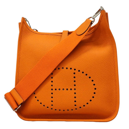 Hermes Shoulder Bag Evelyne Taurillon Clemence Orange Silver