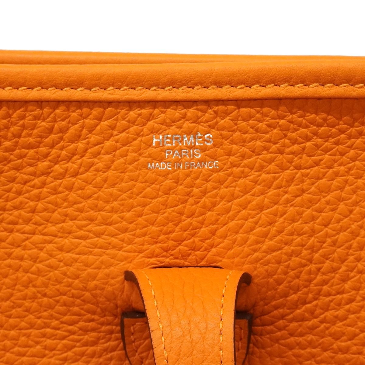 Hermes Shoulder Bag Evelyne Taurillon Clemence Orange Silver — view 5