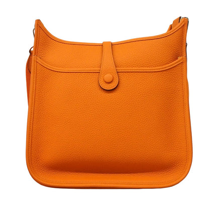 Hermes Shoulder Bag Evelyne Taurillon Clemence Orange Silver — view 9