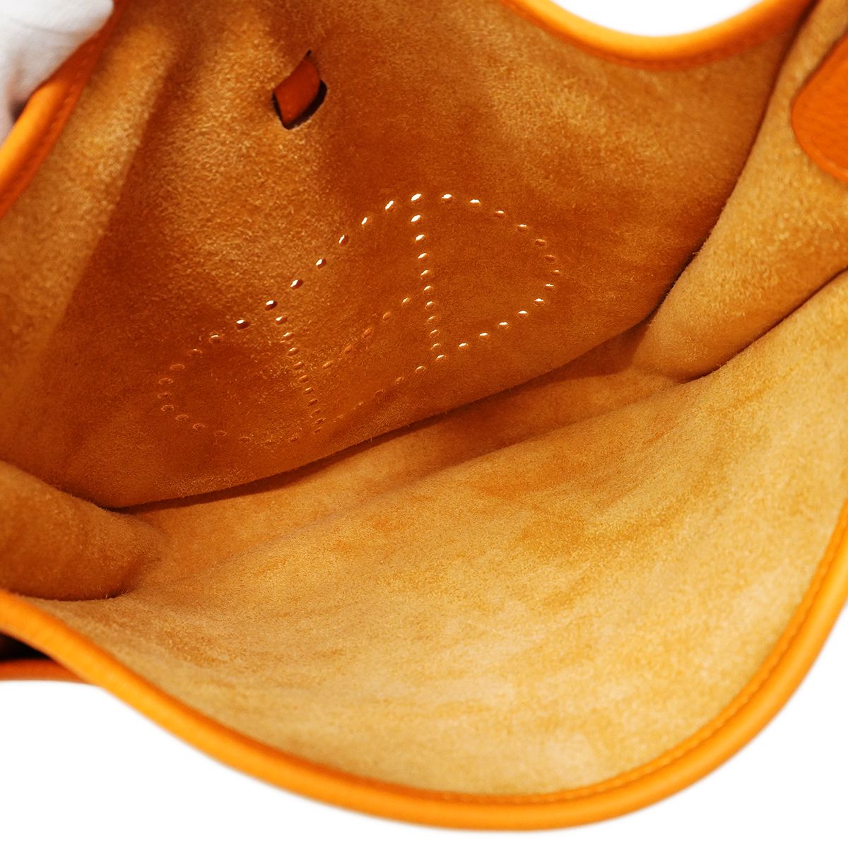 Hermes Shoulder Bag Evelyne Taurillon Clemence Orange Silver — view 4