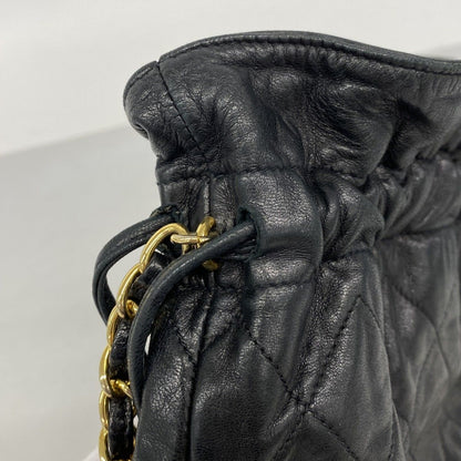 Chanel Shoulder Bag Quilted Lambskin Black Gold — view 8