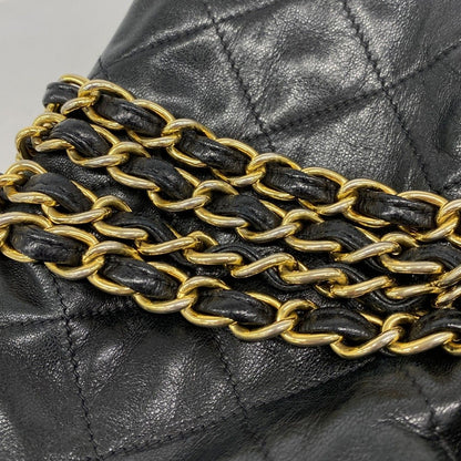 Chanel Shoulder Bag Quilted Lambskin Black Gold — view 6