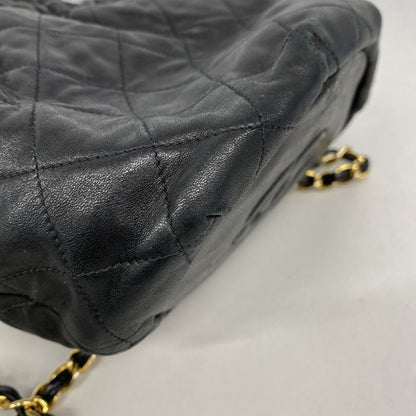 Chanel Shoulder Bag Quilted Lambskin Black Gold — view 9