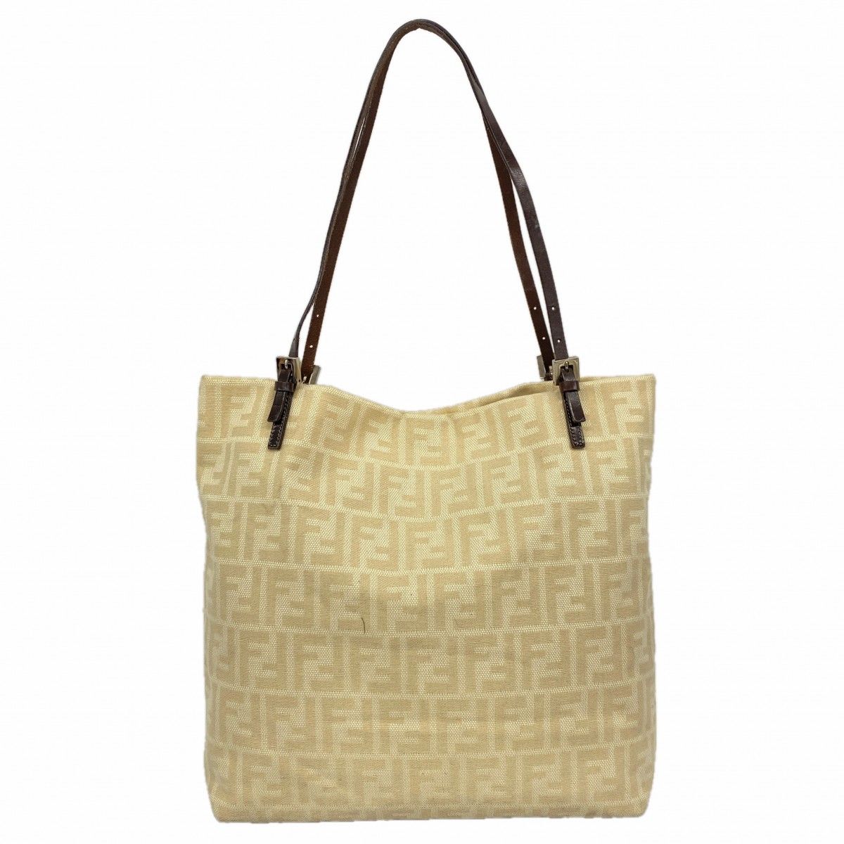 Fendi Tote Zucca Canvas Beige Silver