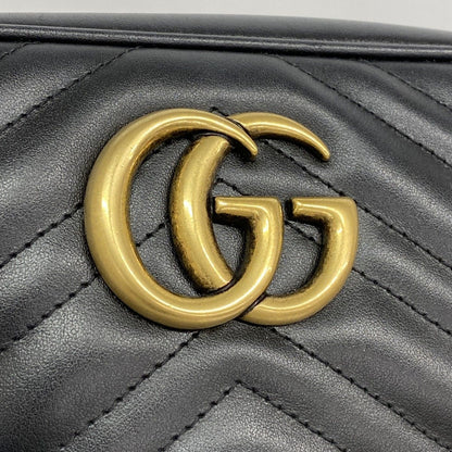 Gucci Shoulder Bag GG Marmont Leather Black Gold — view 7