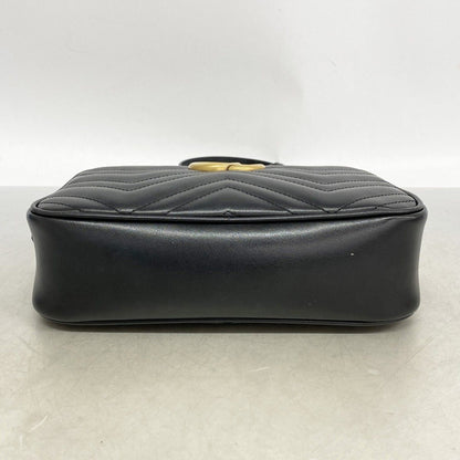Gucci Shoulder Bag GG Marmont Leather Black Gold — view 3
