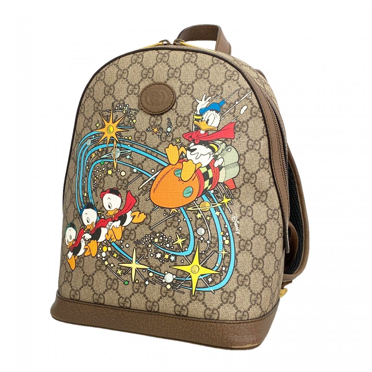 Gucci Backpack GG Supreme Disney Collaboration Donald Brown Gold