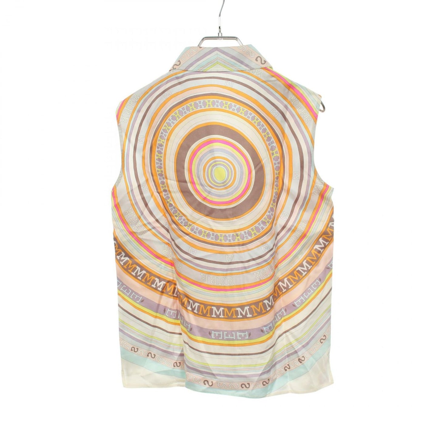 Hermes Blouse All Over Pattern Shirt pickpocket White Silk Shirtblouse — view 2