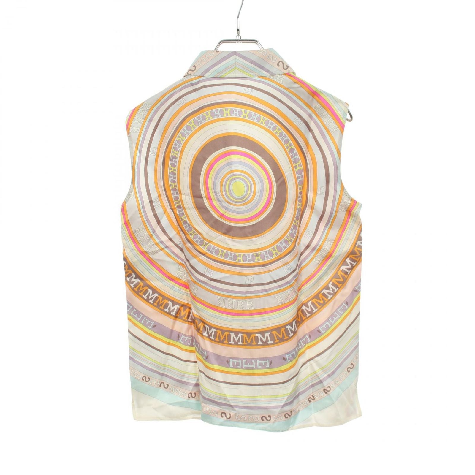 Hermes Blouse All Over Pattern Shirt pickpocket White Silk Shirtblouse — view 2