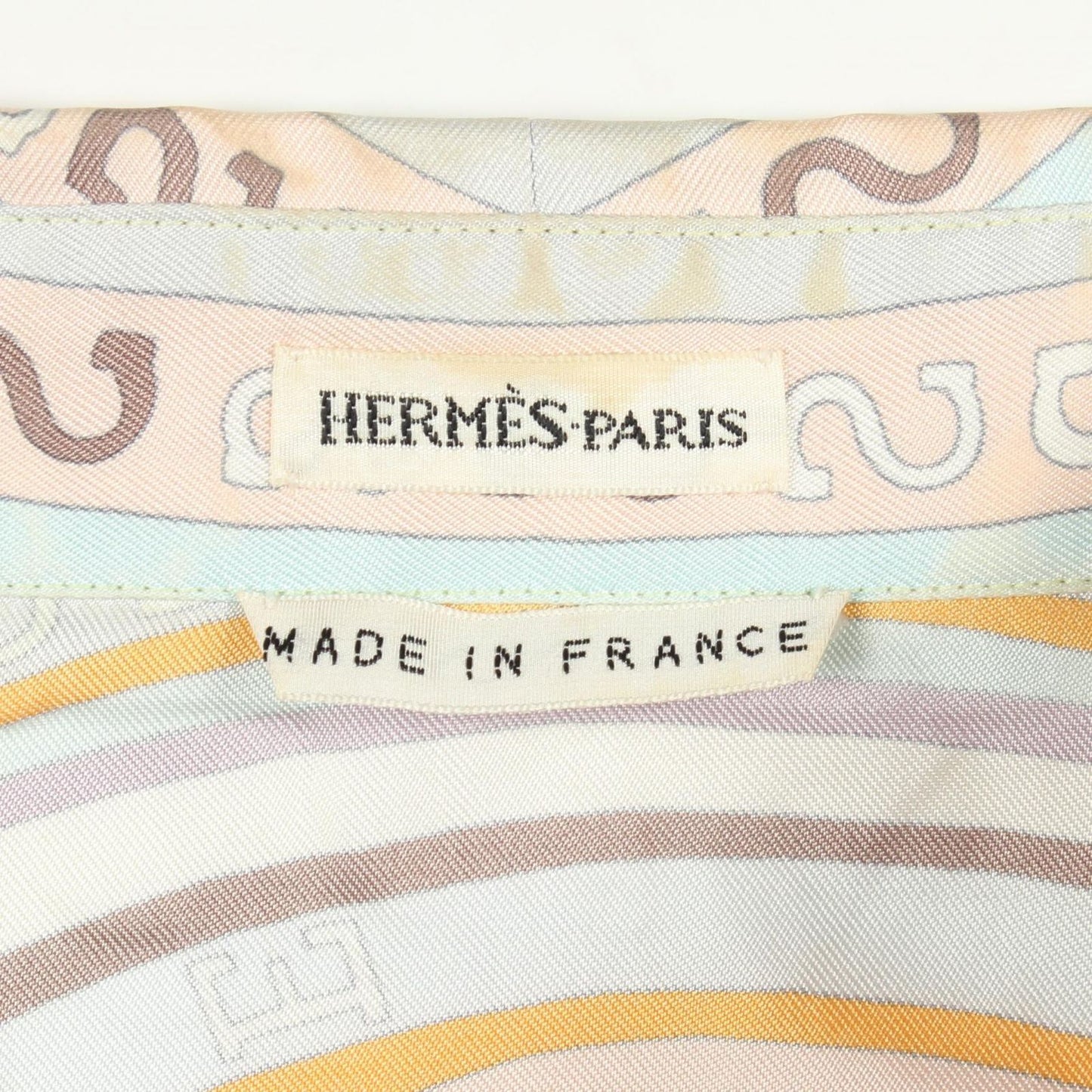 Hermes Blouse All Over Pattern Shirt pickpocket White Silk Shirtblouse — view 3