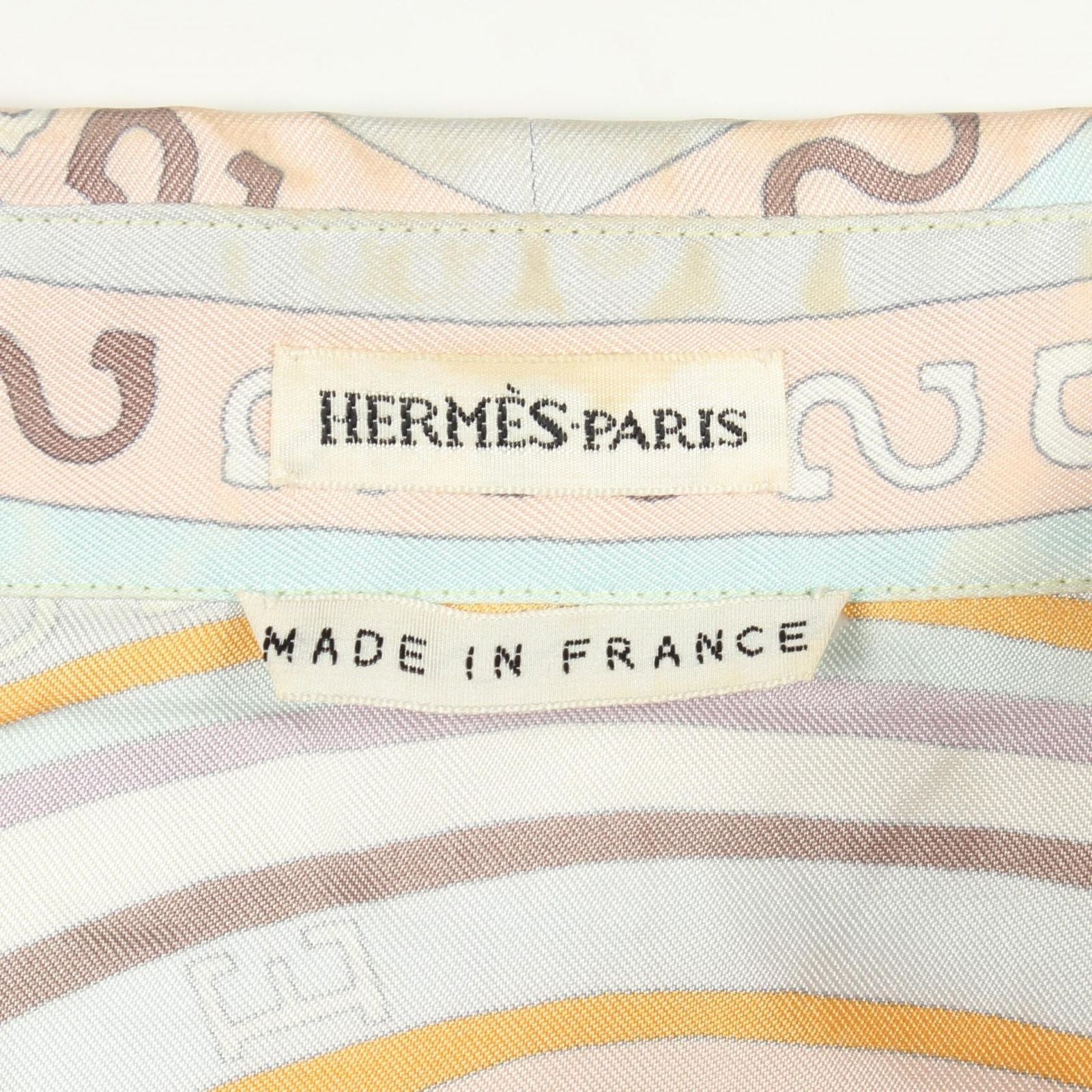 Hermes Blouse All Over Pattern Shirt pickpocket White Silk Shirtblouse — view 3