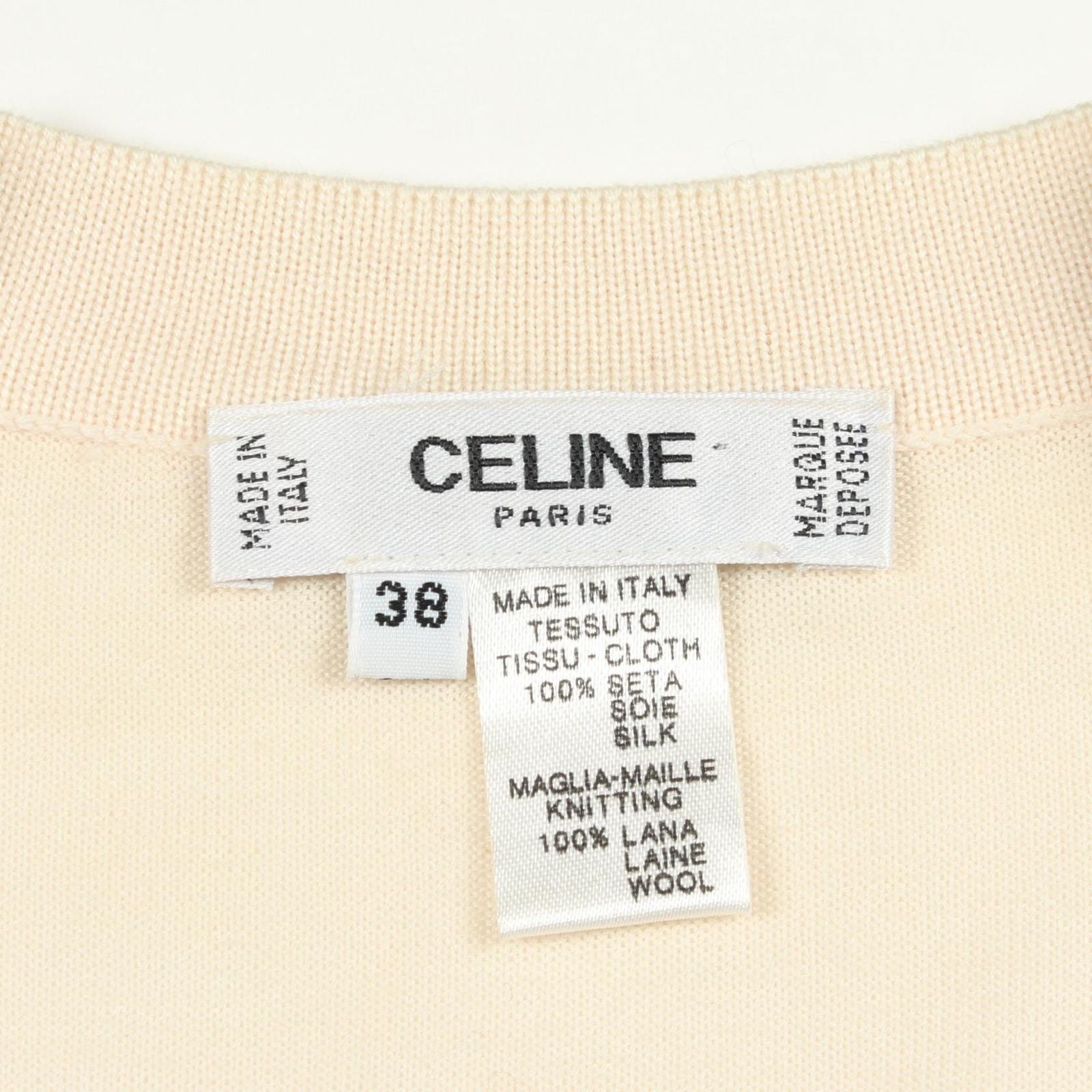 Celine digan Triomphe Neck Contrast Silk T-Shirt — view 3