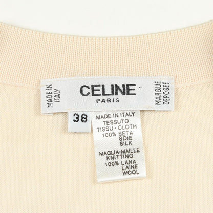 Celine digan Triomphe Neck Contrast Silk T-Shirt — view 3