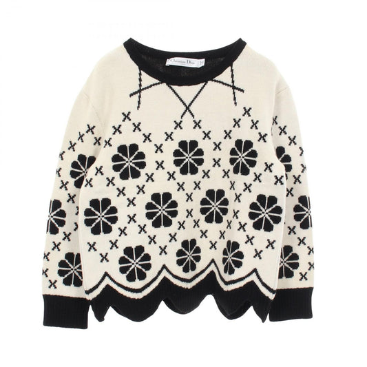 Dior Dio Knit Floral Pattern Black White Sweater
