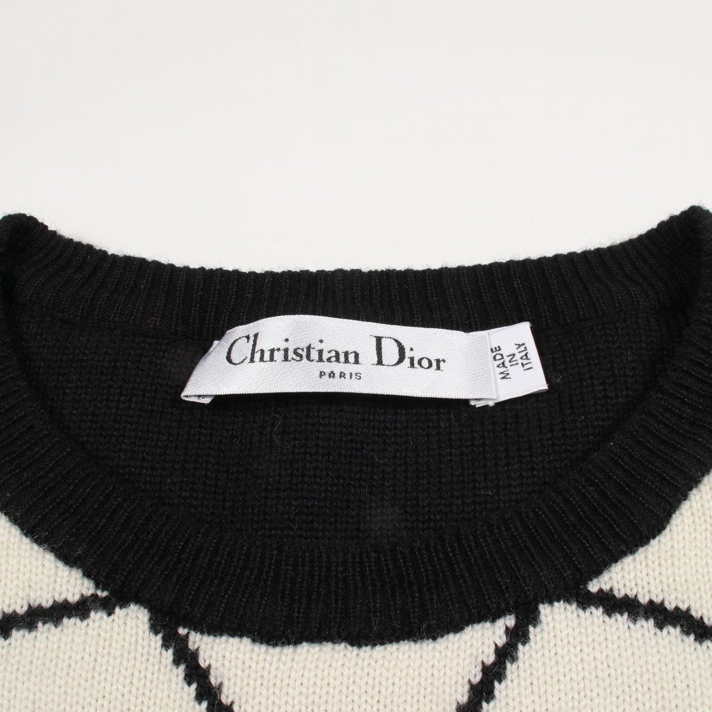 Dior Dio Knit Floral Pattern Black White Sweater — view 3