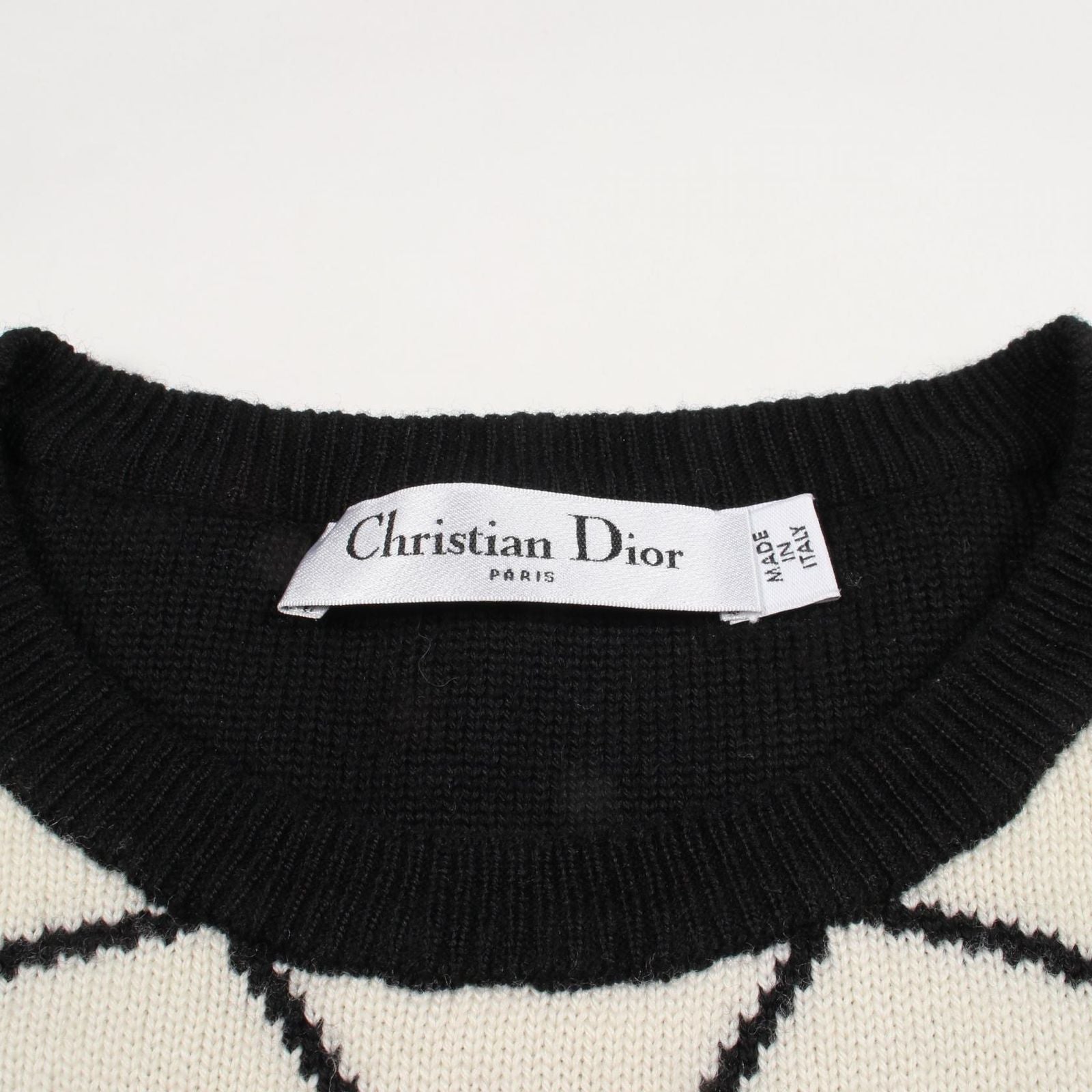 Dior Dio Knit Floral Pattern Black White Sweater — view 3