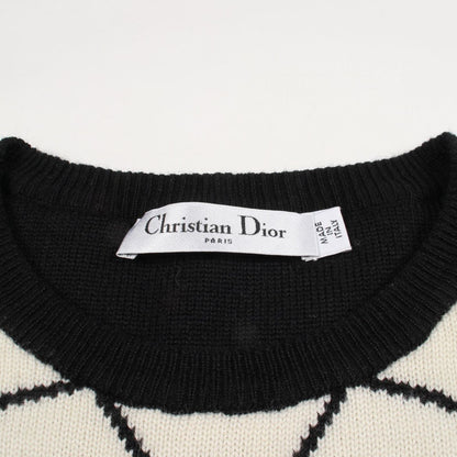 Dior Dio Knit Floral Pattern Black White Sweater — view 3