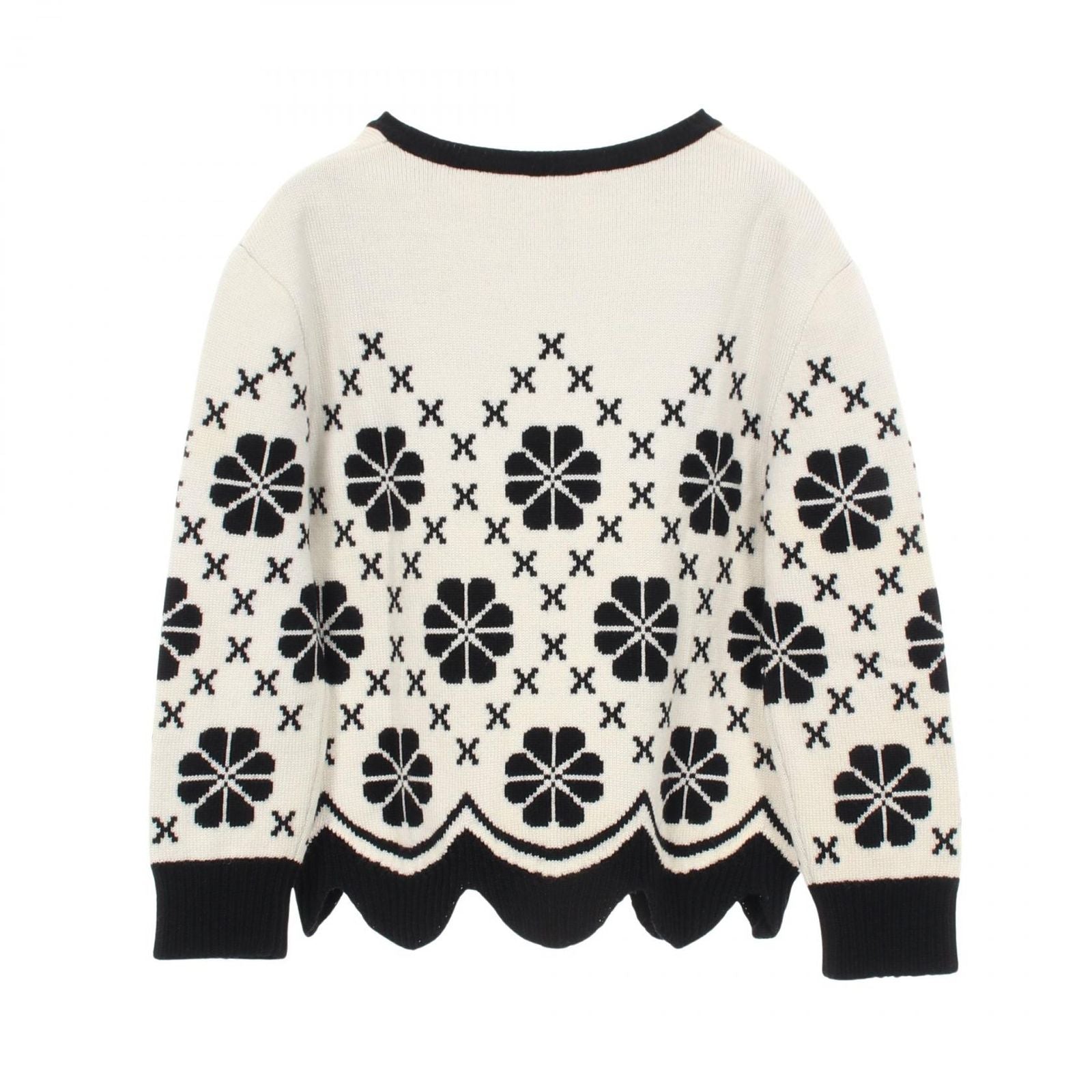 Dior Dio Knit Floral Pattern Black White Sweater — view 2