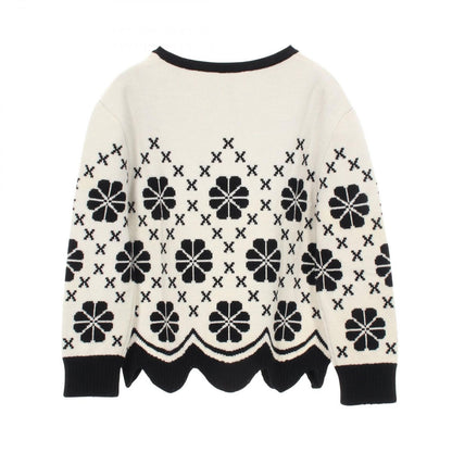 Dior Dio Knit Floral Pattern Black White Sweater — view 2