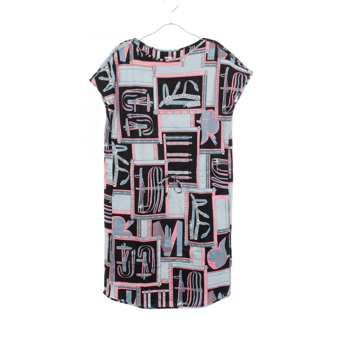 Hermes Dress Lettres Equestres Short Sleeve Multicolor Cotton