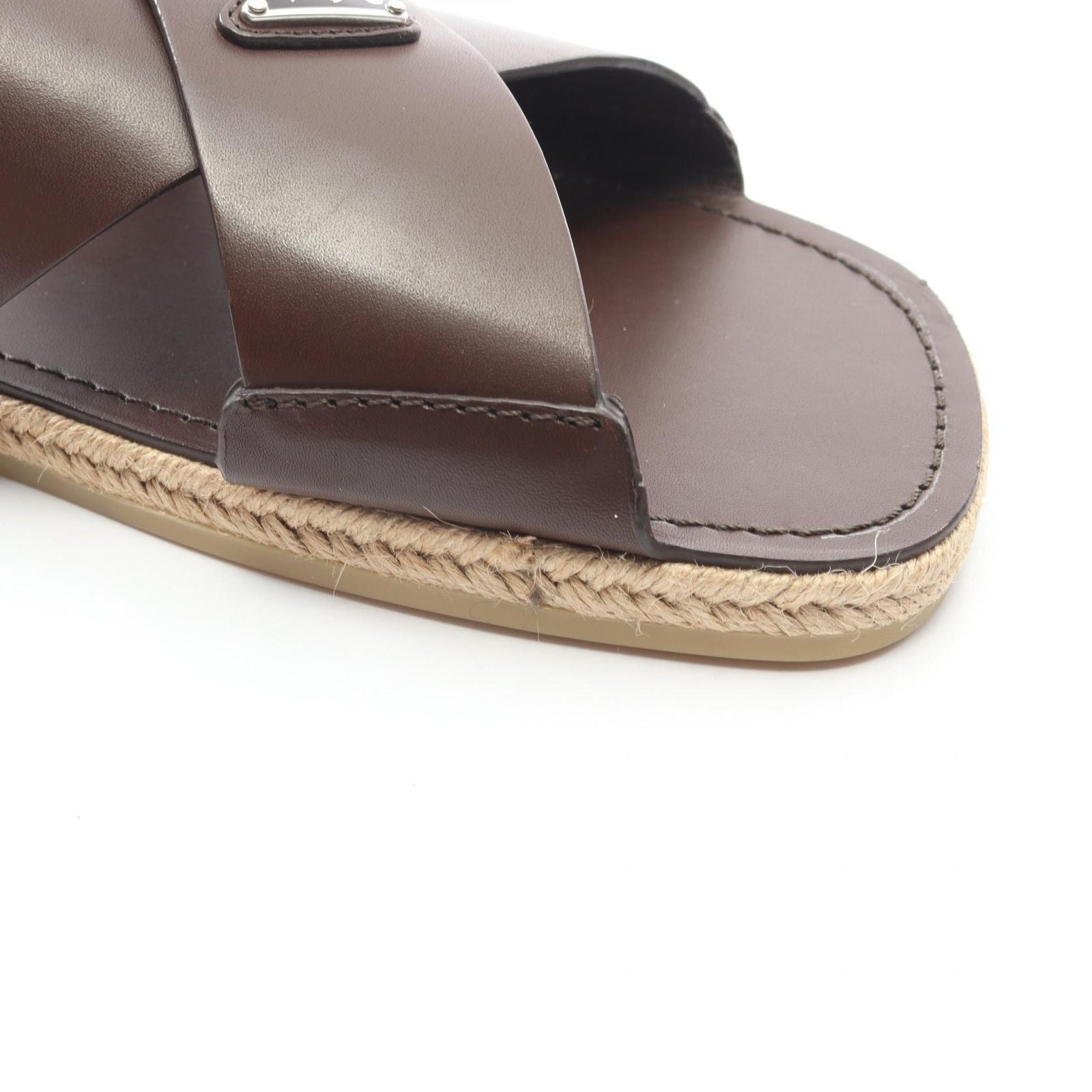 Prada Sandals Triangle Logo Criss Cross Leather — view 9