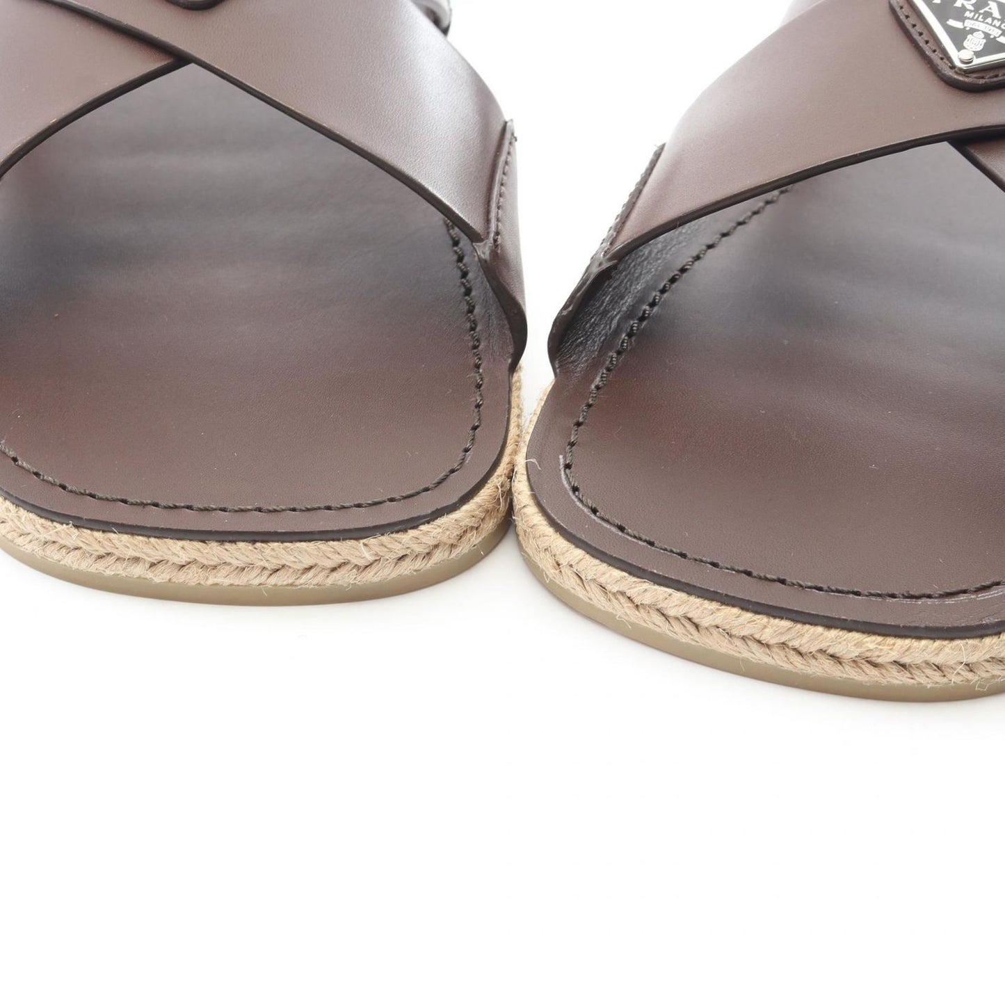 Prada Sandals Triangle Logo Criss Cross Leather — view 8
