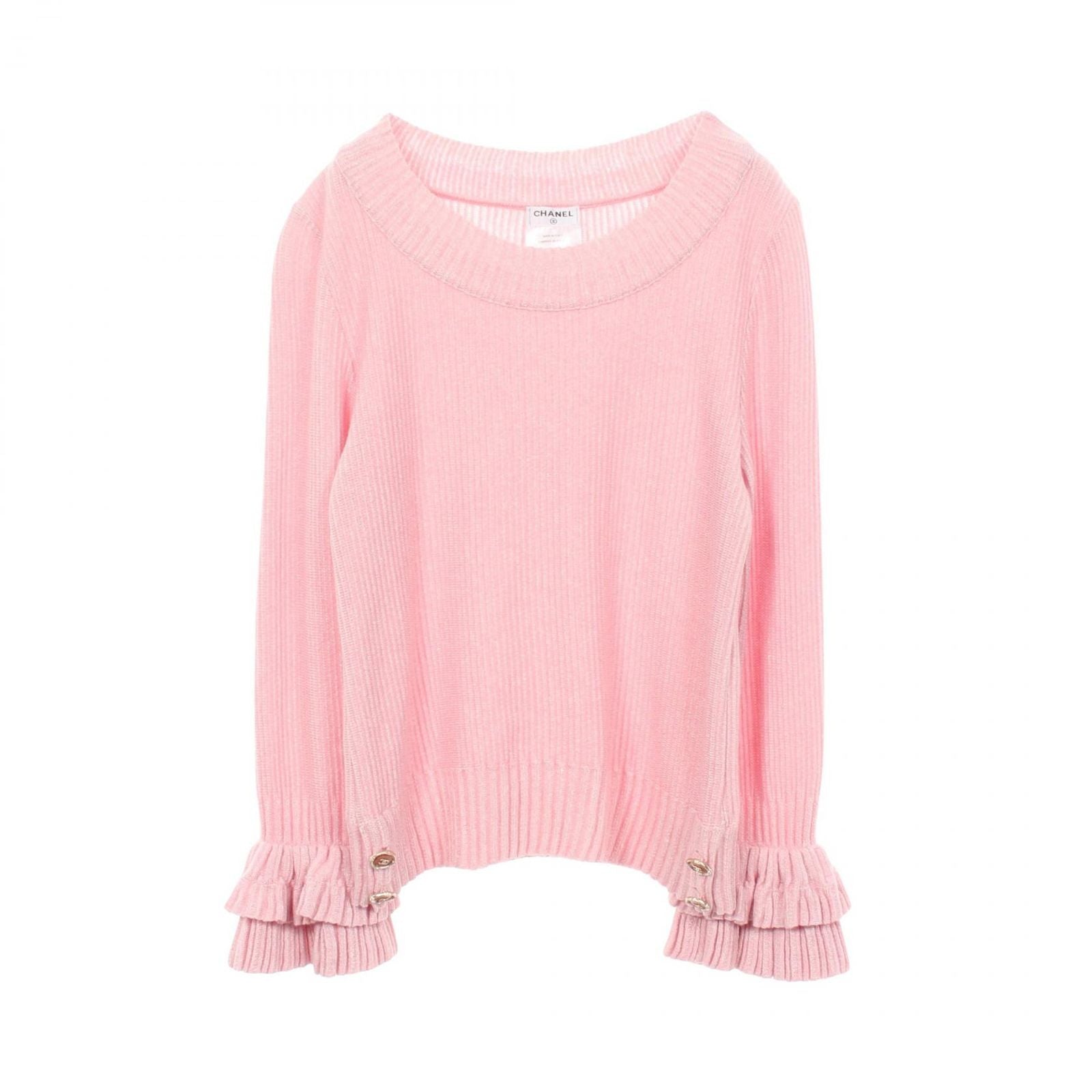 Chanel Knit CC Logo Button 13c Cashmere Sweater