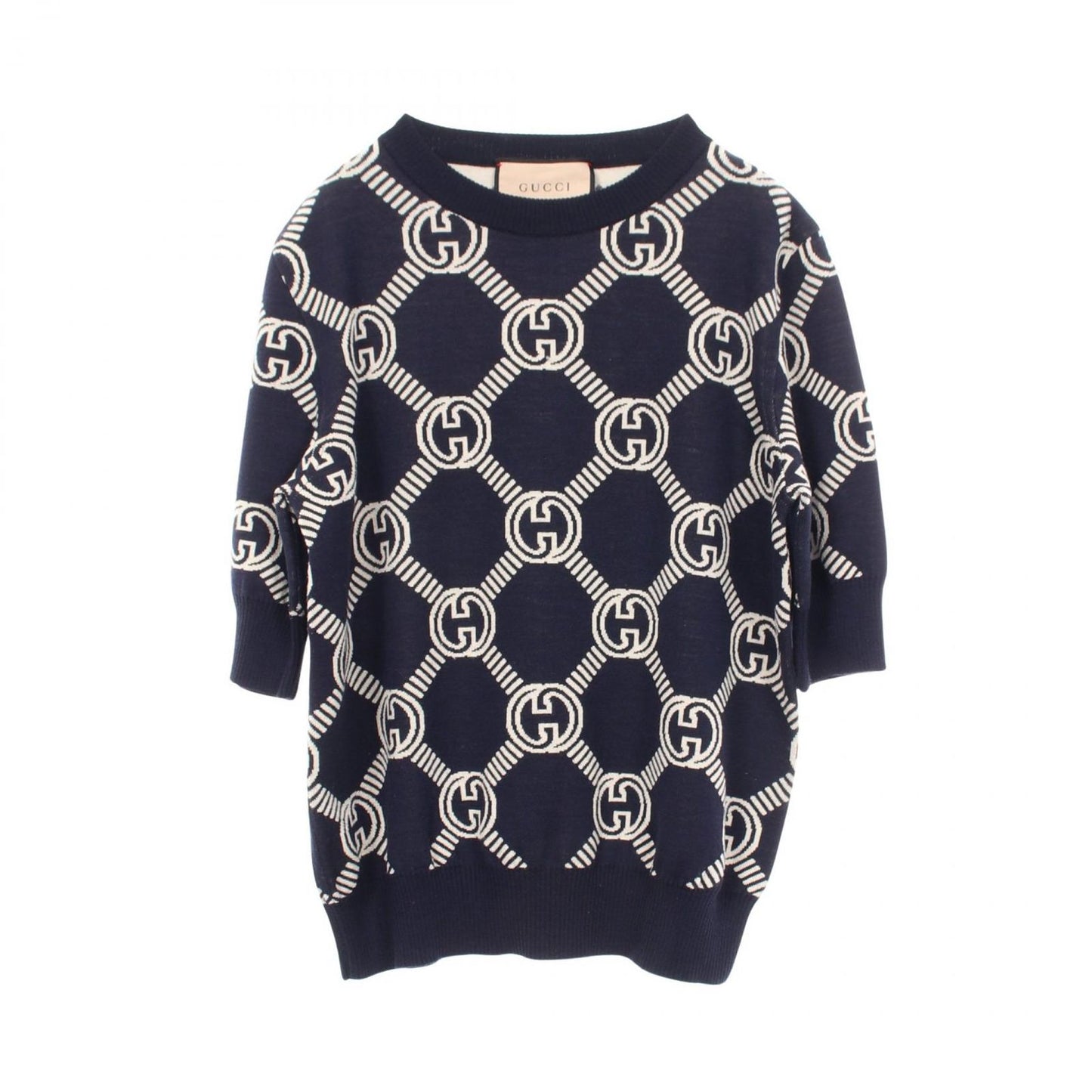 Gucci Knit GG Jacquard Short Sleeve Sweater