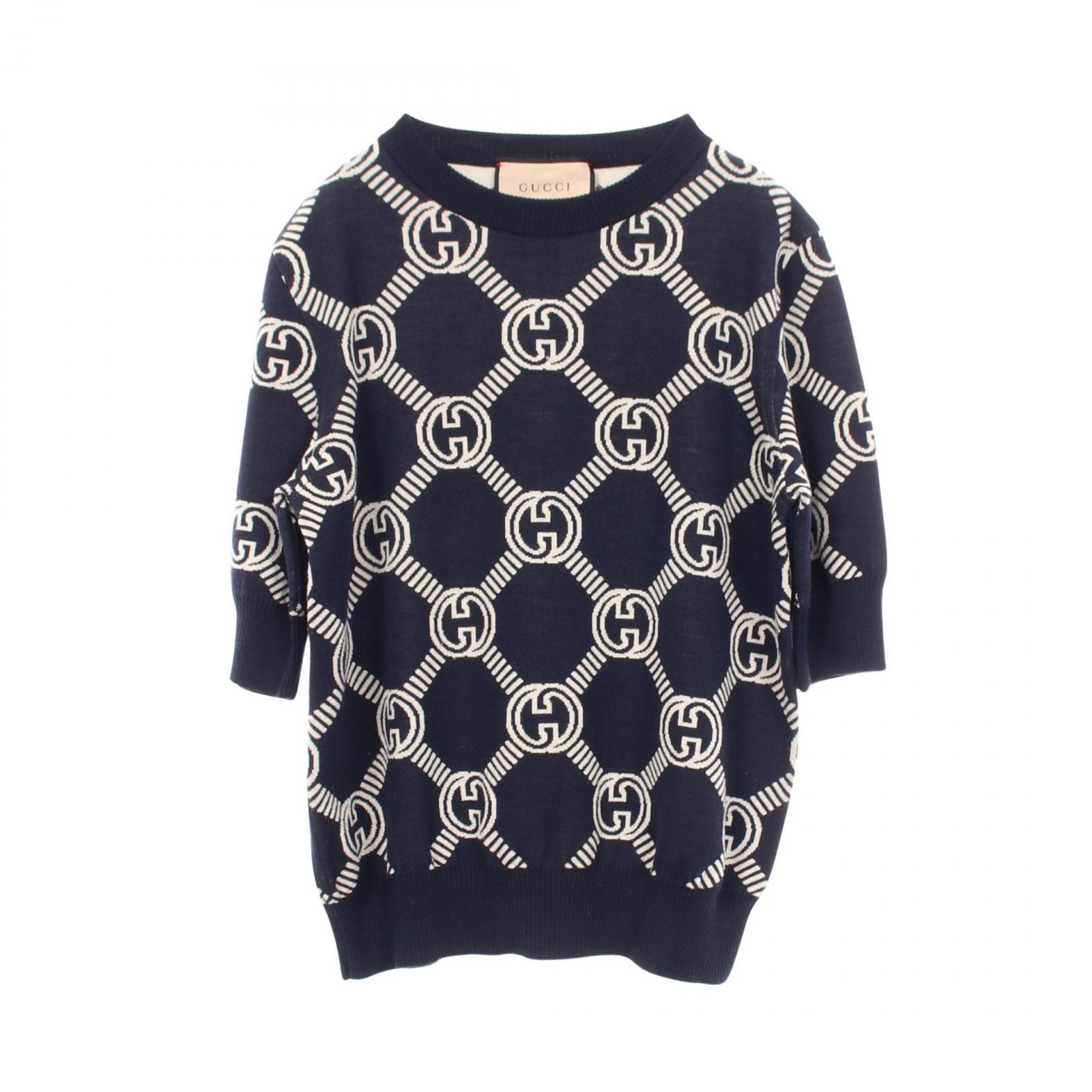 Gucci Knit GG Jacquard Short Sleeve Sweater
