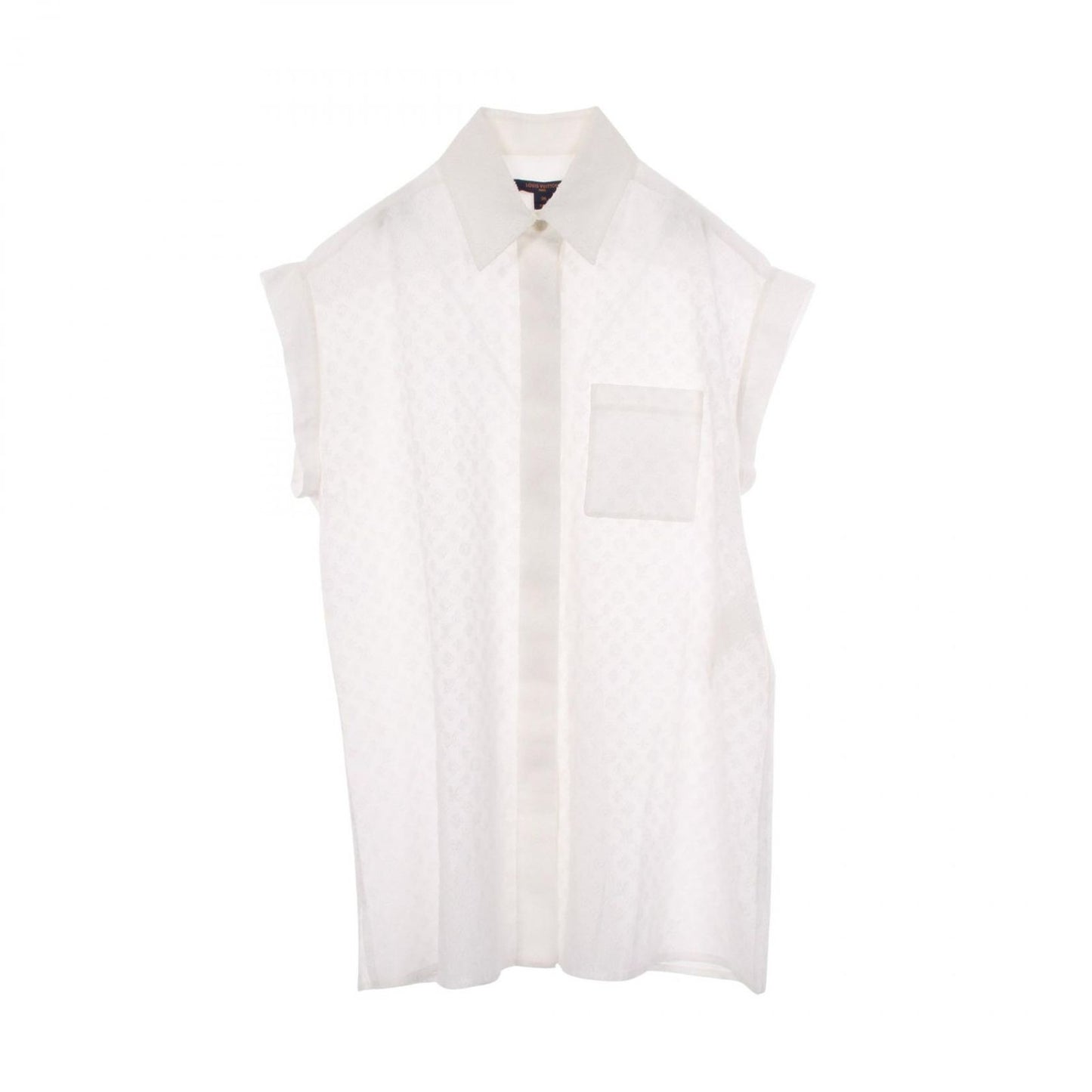Louis Vuitton Monogram Blouse Um7 Cotton Silk Shirt
