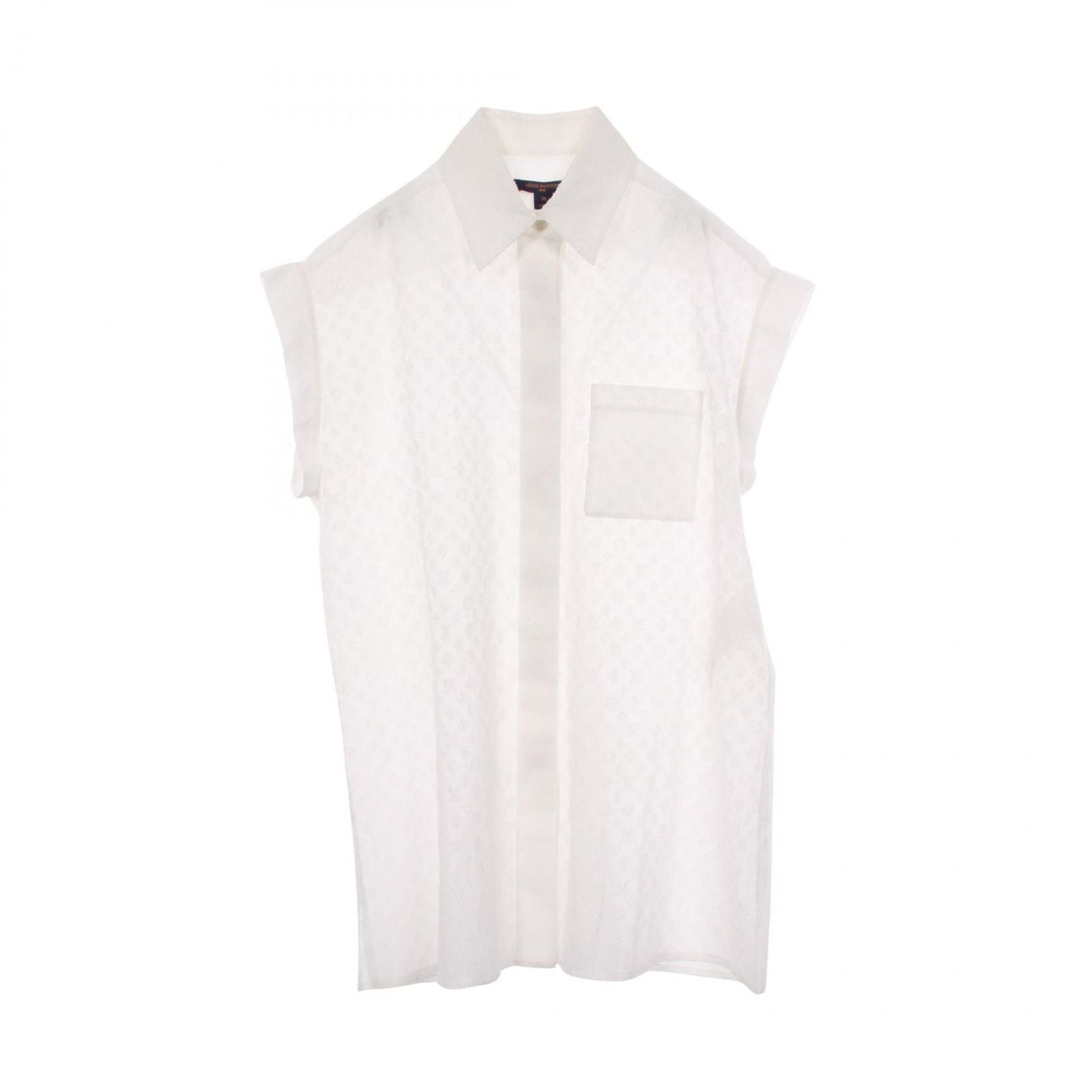 Louis Vuitton Monogram Blouse Um7 Cotton Silk Shirt