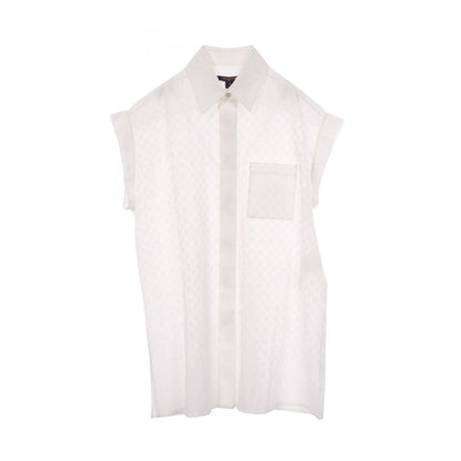Louis Vuitton Monogram Blouse Um7 Cotton Silk Shirt