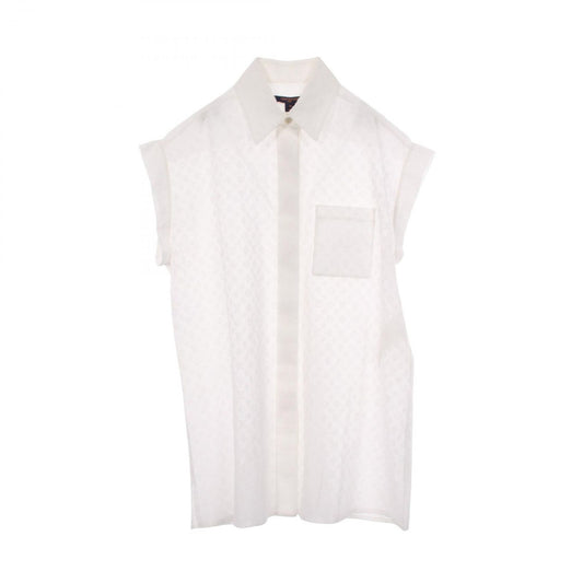 Louis Vuitton Monogram Blouse Um7 Cotton Silk Shirt