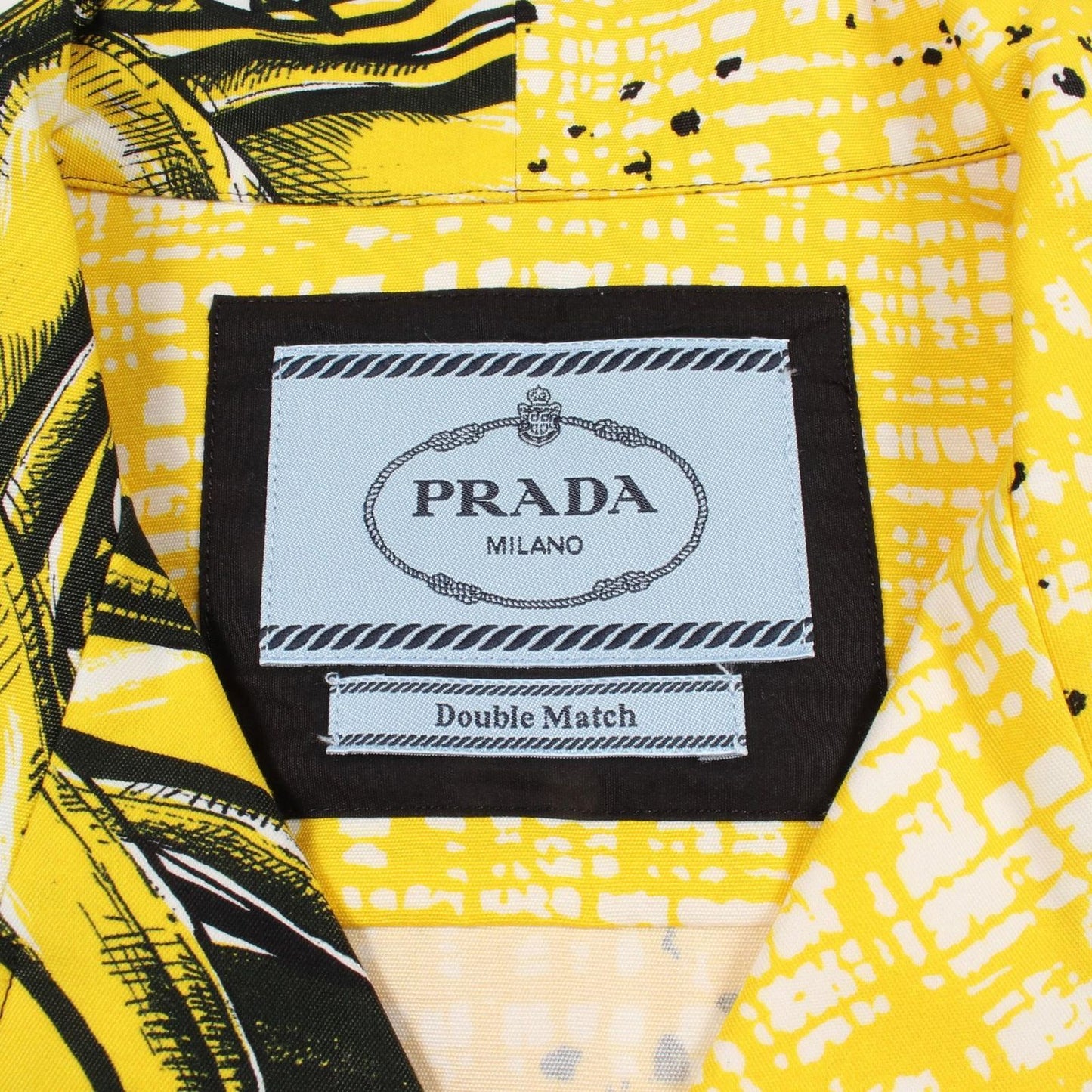 Prada Double Match Banana puncolor Short Sleeve Cotton Shirt — view 3
