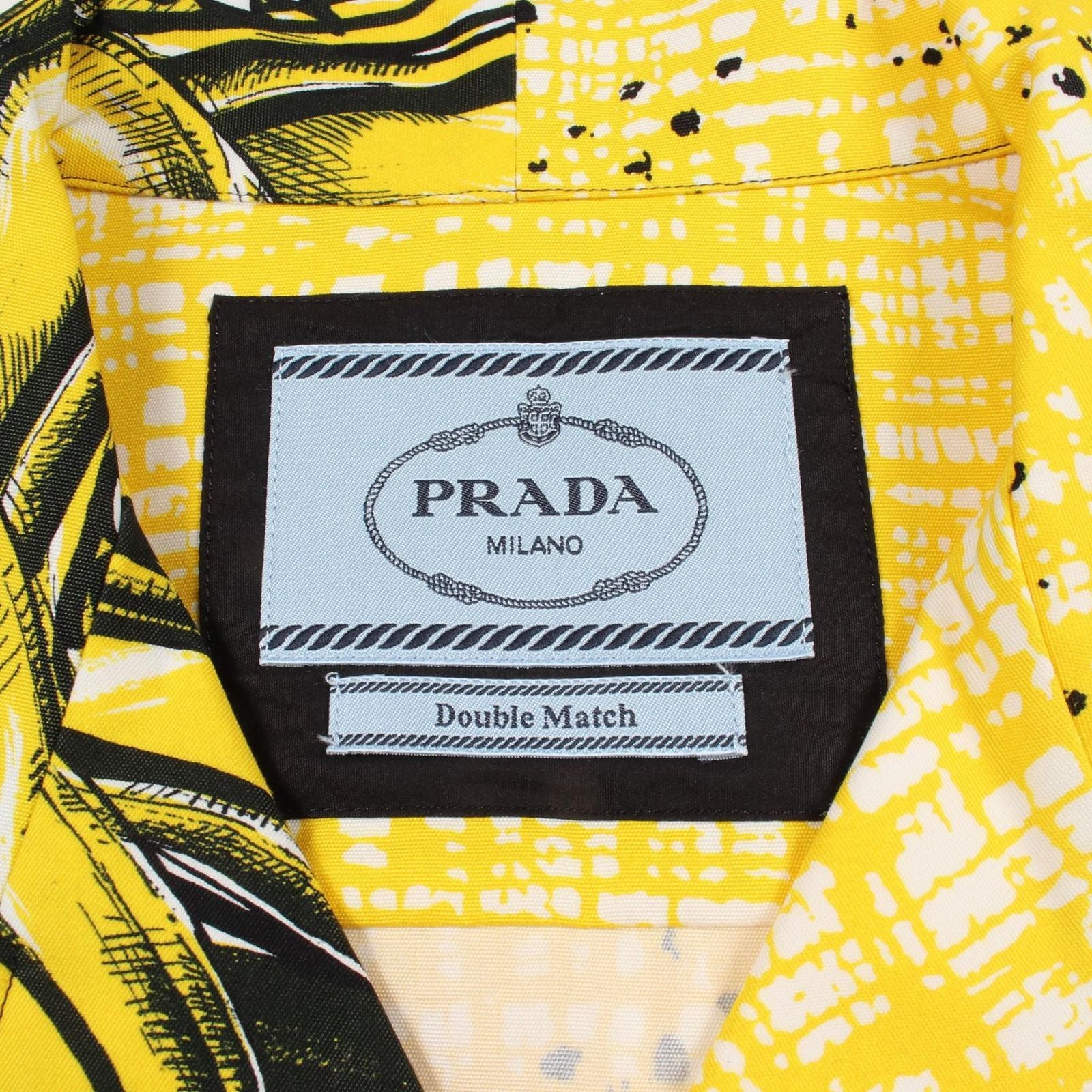 Prada Double Match Banana puncolor Short Sleeve Cotton Shirt — view 3