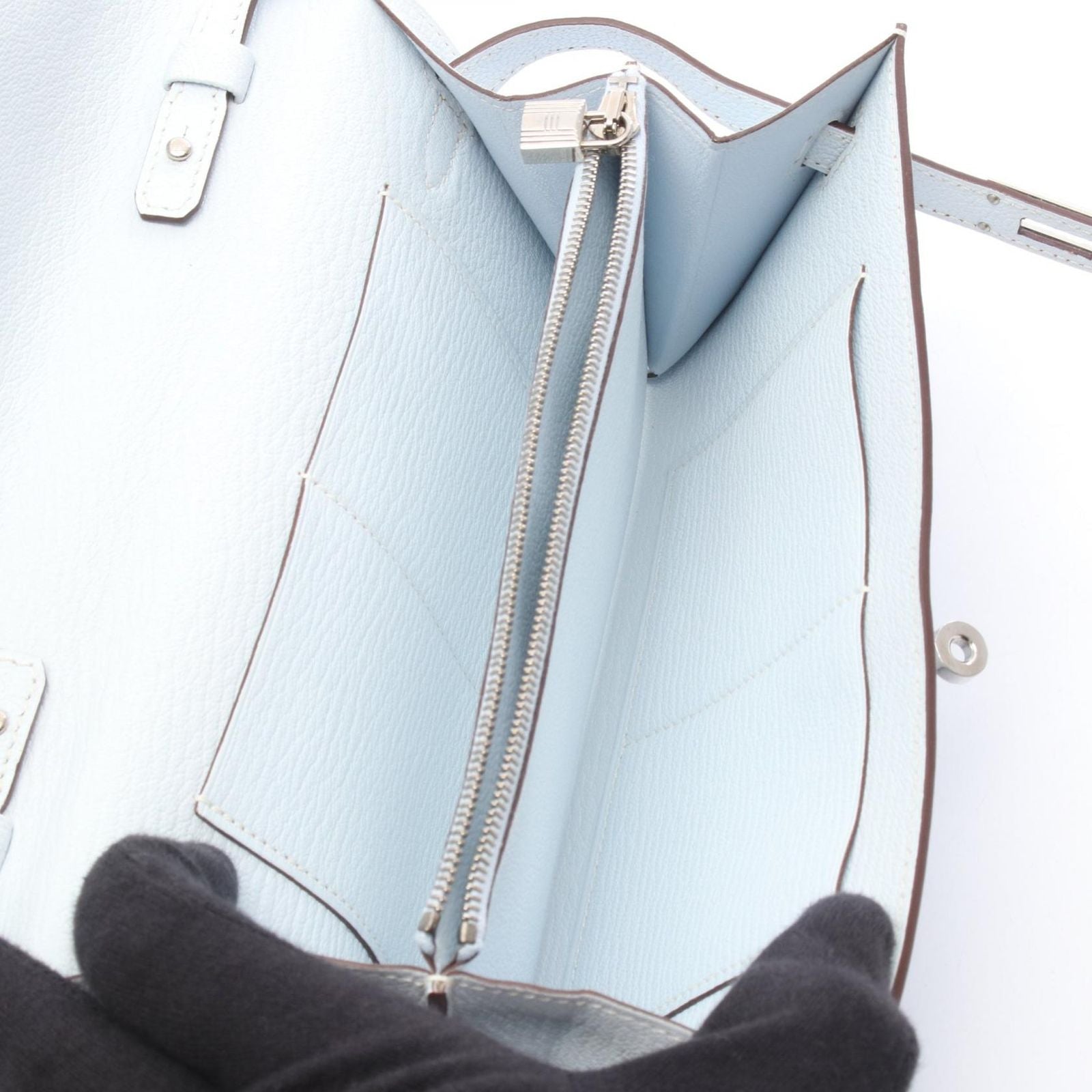 Hermes Shoulder Bag Kelly Tougo Blue Brum Leather Long — view 3