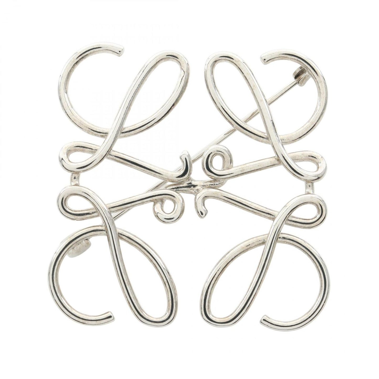 Loewe Bro Anagram Silver Stainless Steel Brooch