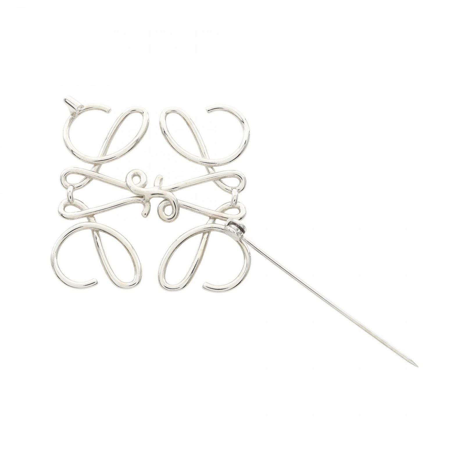 Loewe Bro Anagram Silver Stainless Steel Brooch — view 2