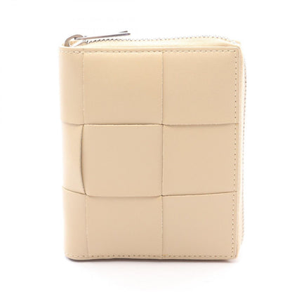 Bottega Veneta Roundwallet Cassette Zip Intreccia Lightbeige Leather Wallet