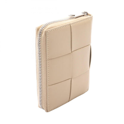 Bottega Veneta Roundwallet Cassette Zip Intreccia Lightbeige Leather Wallet — view 2