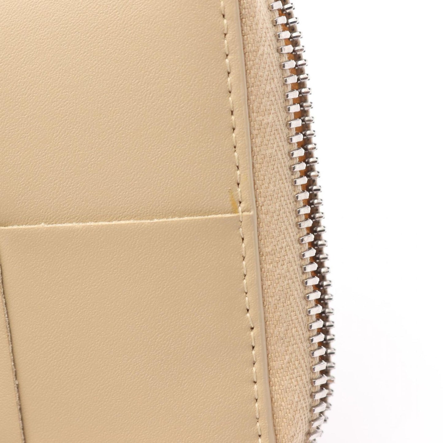 Bottega Veneta Roundwallet Cassette Zip Intreccia Lightbeige Leather Wallet — view 8