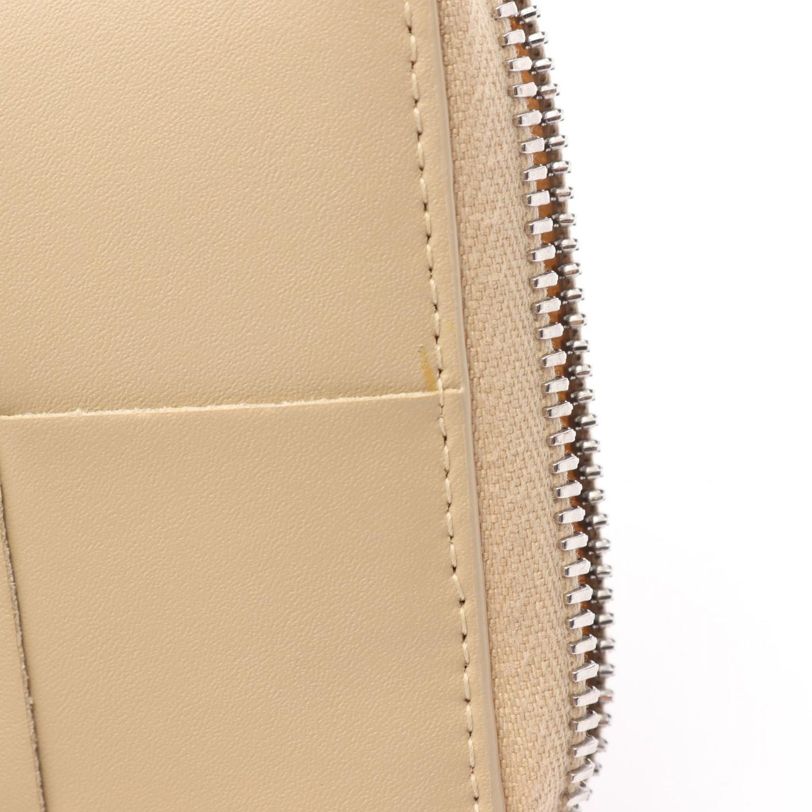 Bottega Veneta Roundwallet Cassette Zip Intreccia Lightbeige Leather Wallet — view 8