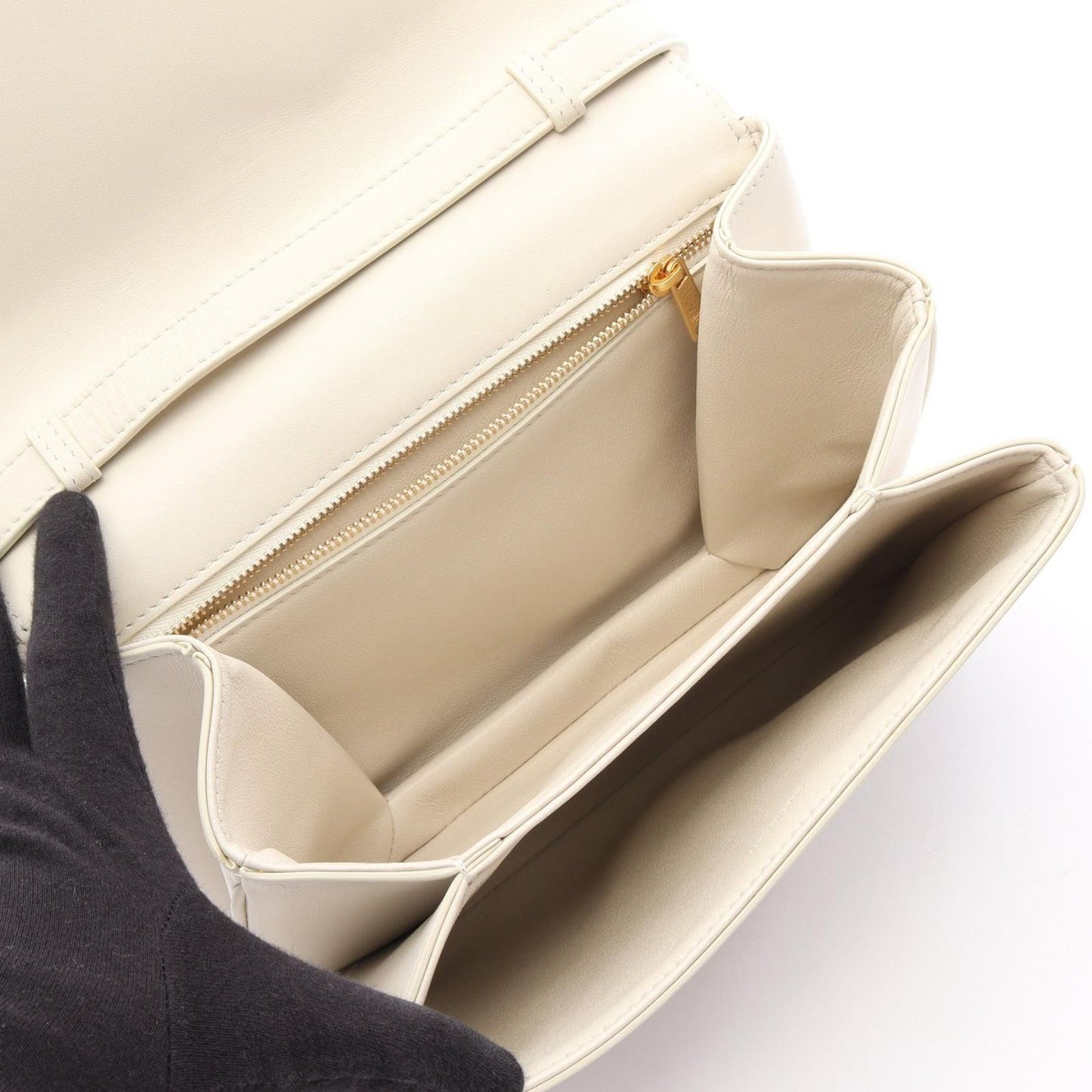 Celine Shoulder Bag Medium Tabou Off White Leather — view 3