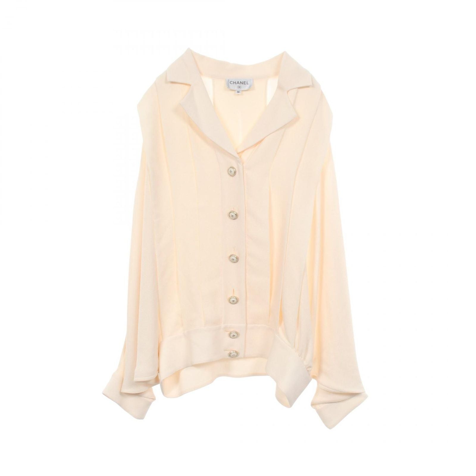 Chanel Blouse CC Logo Button Dollar pickpocket Silk