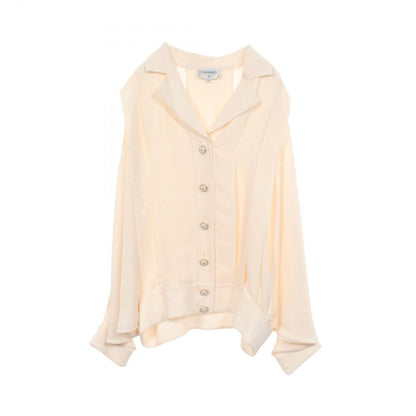 Chanel Blouse CC Logo Button Dollar pickpocket Silk